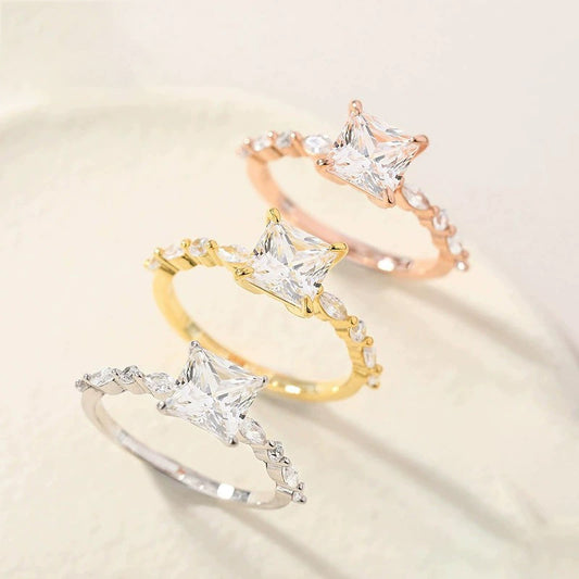 Handcrafted LumaSpark™ Square Zircon Ring – 925 Sterling Silver